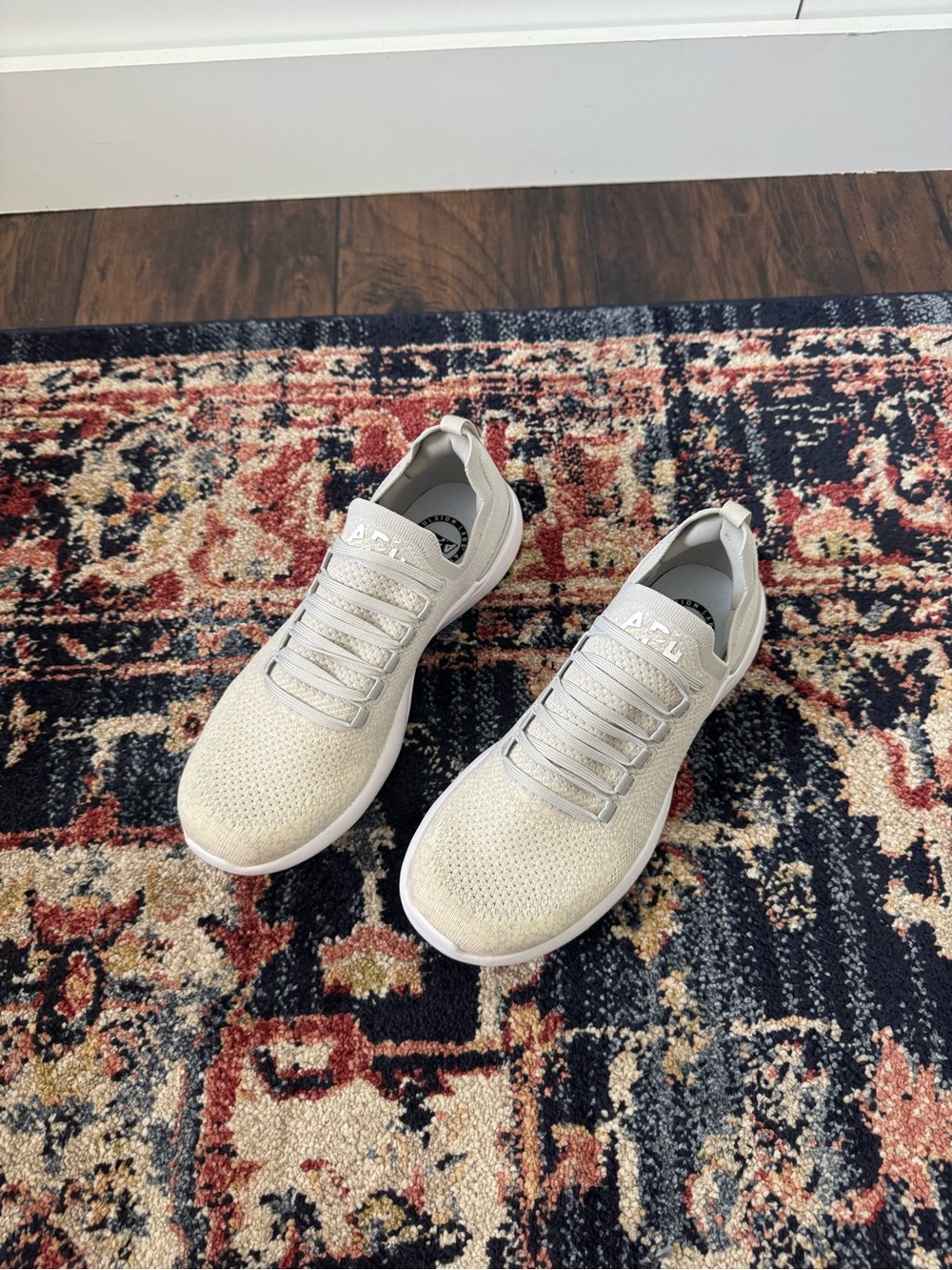 APL Knit Slip-On Sneakers in Beige and White